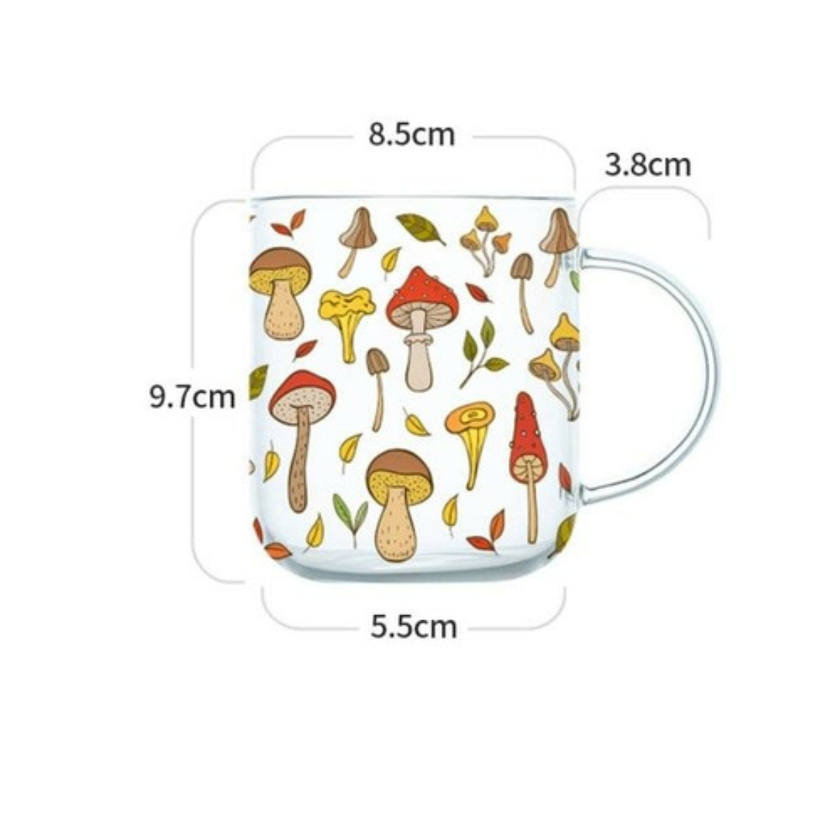 Mushroom Forest Glass Cup – 12 oz (approx.)