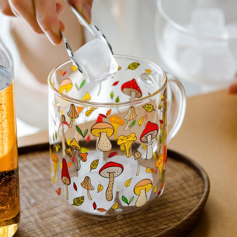 Mushroom Forest Glass Cup – 12 oz (approx.)
