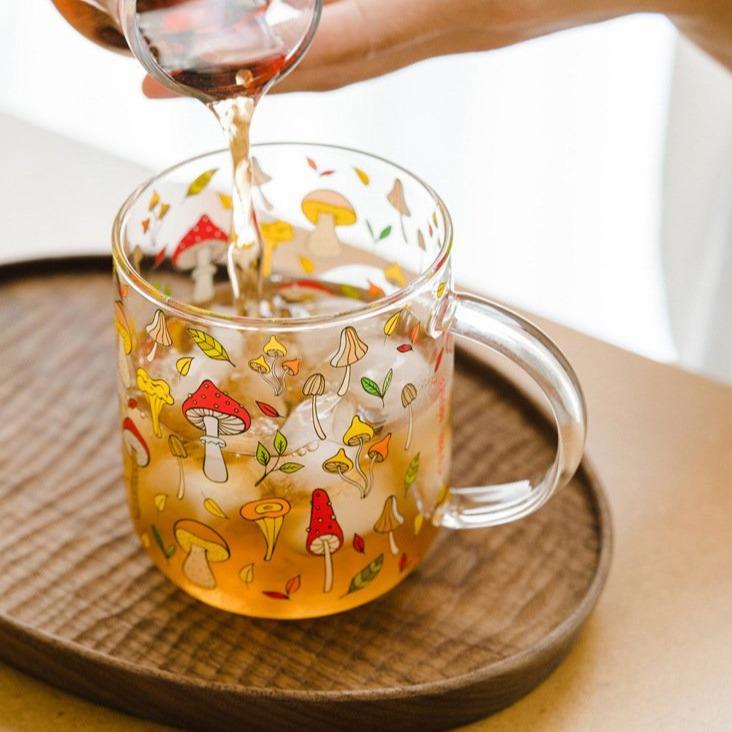 Mushroom Forest Glass Cup – 12 oz (approx.)